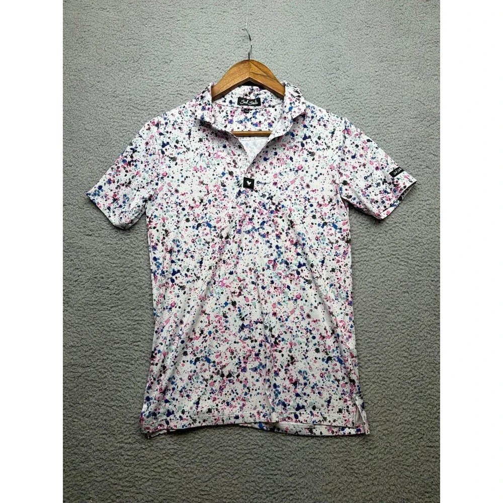 Bad Birdie Golf Polo Splatter Paint print kids size large